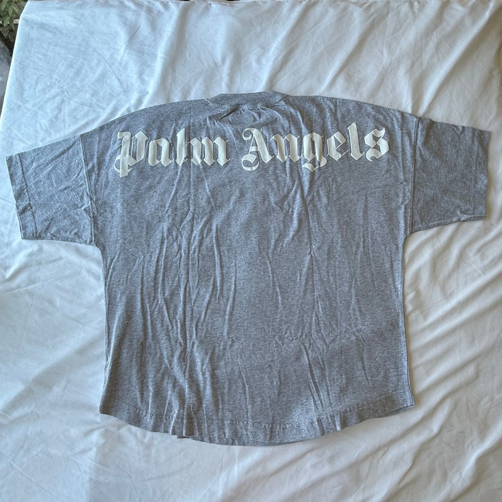 Palm Angels Classic Logo Over Tee Grey Mock Neck Shirt XL PMAA002C99JER001